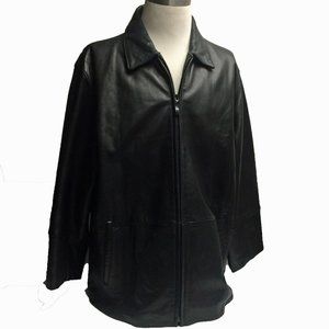 Perry Ellis PORTFOLIO Black Soft Leather Fully Lined 3/4‎ Coat